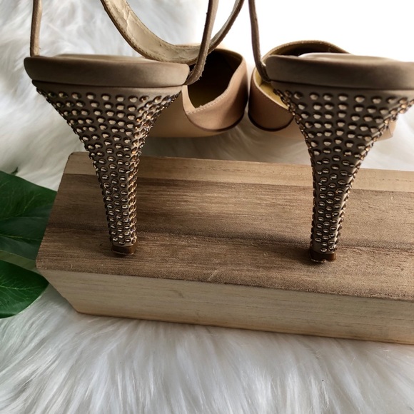 Lord & Taylor Rhinestoned Satin Ankle Strap Heels - Picture 4 of 10